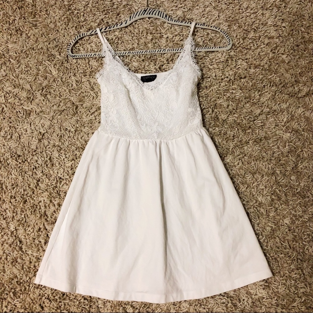 Topshop | Lace Trim White Dress